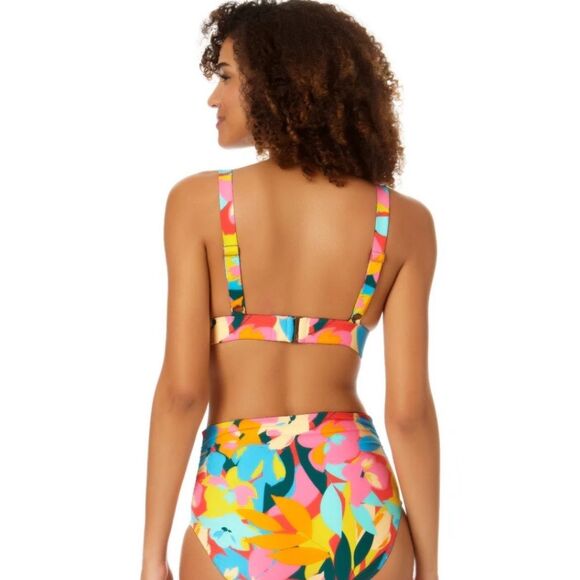 ANNE COLE WOMEN’S EASY TRIANGLE BIKINI SWIM TOP ONLY SIZE D COLOR PLUMERIA NWT - Picture 2 of 5